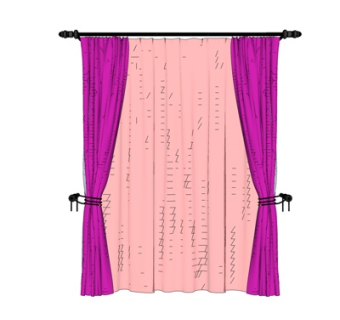 现代布艺窗帘su模型