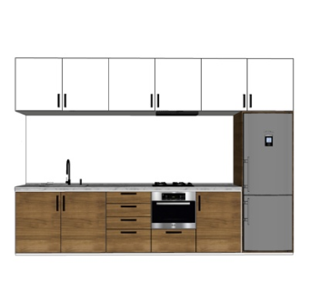 现代实木橱柜su模型