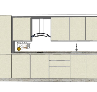 现代实木橱柜su模型