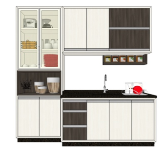 现代实木橱柜su模型