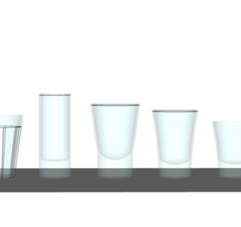 现代玻璃水杯su模型