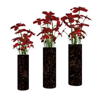 现代花瓶花卉su模型