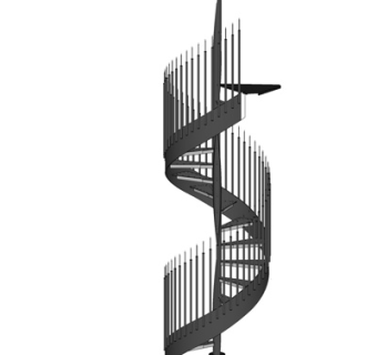 现代金属旋转楼梯su模型