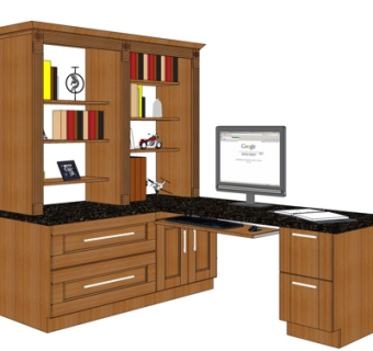 现代实木书柜su模型