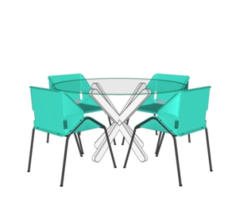 现代圆形餐桌椅su模型