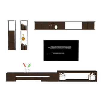 现代实木电视柜su模型