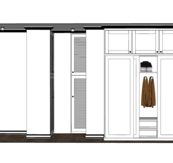 现代实木衣柜su模型