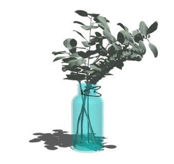 现代花瓶花卉su模型