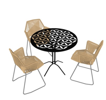 现代藤编休闲桌椅su模型