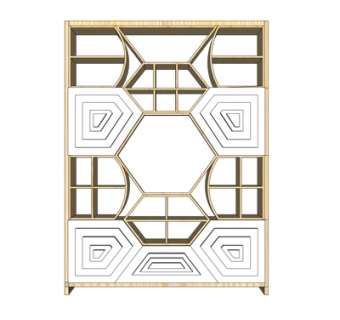 现代实木装饰架su模型