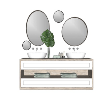 现代洗手台su模型