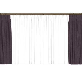 现代布艺窗帘su模型