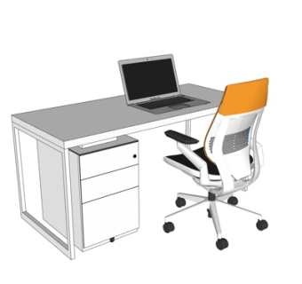 现代实木书桌su模型