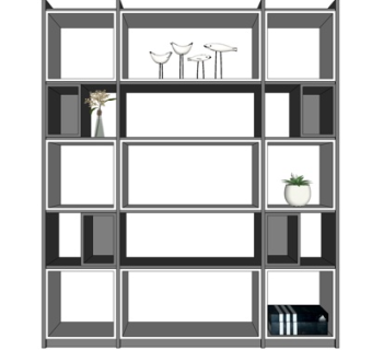 现代实木装饰柜su模型