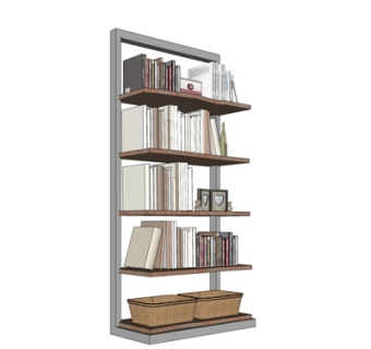 现代实木书架su模型