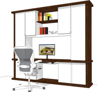 现代实木书桌su模型