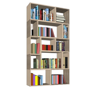 现代实木书架su模型