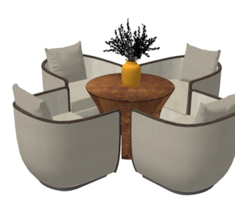 现代休闲桌椅su模型