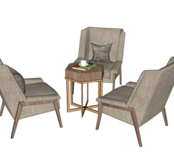 现代休闲桌椅su模型