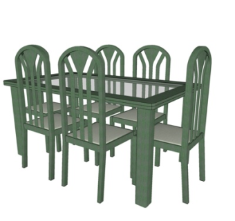 现代实木餐桌椅su模型