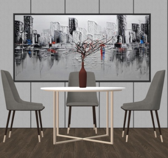 现代实木餐桌椅su模型