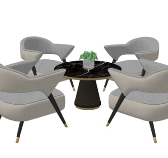 现代轻奢休闲桌椅su模型