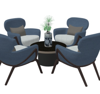 现代轻奢休闲桌椅su模型