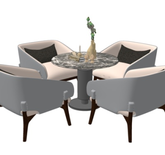 现代轻奢休闲桌椅su模型