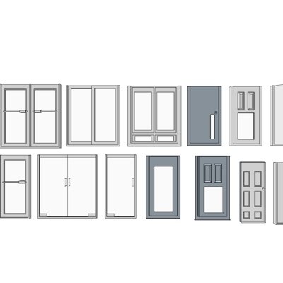现代门窗组合su模型