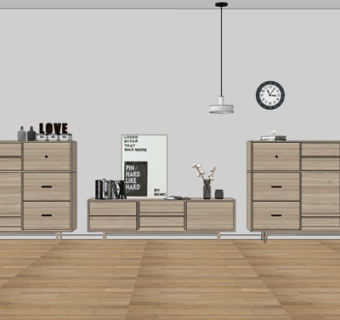 北欧实木边柜su模型