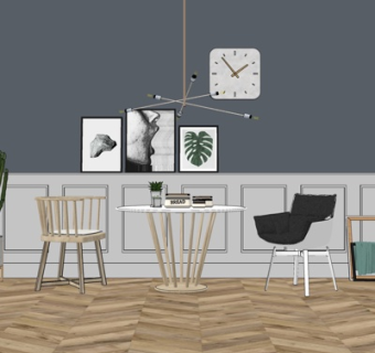 北欧休闲桌椅su模型