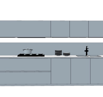 现代实木橱柜su模型