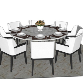 现代宴会餐桌椅su模型