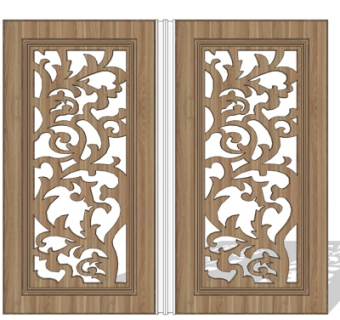 现代雕花窗格su模型