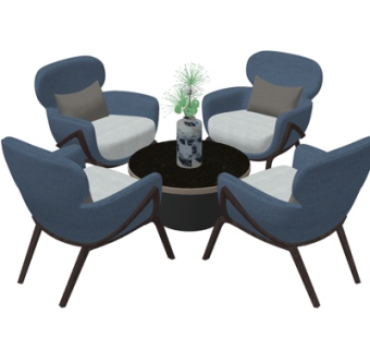 北欧轻奢休闲桌椅su模型