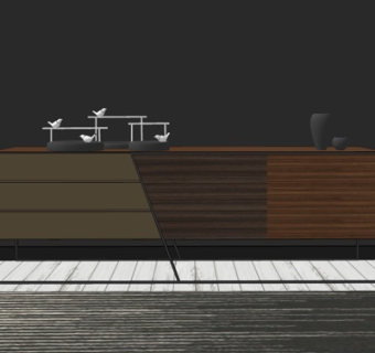 现代实木边柜su模型