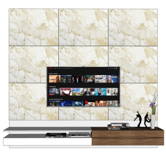 现代实木电视柜su模型