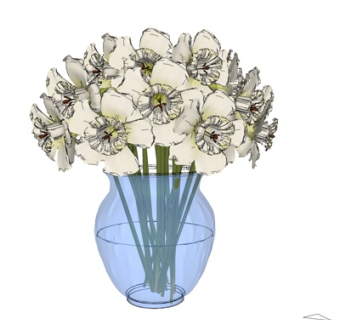 现代花瓶花卉su模型