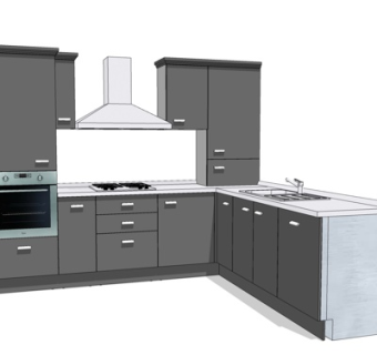 现代实木橱柜su模型