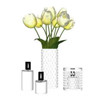 现代花瓶花卉su模型