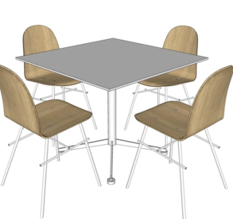 现代实木餐桌椅su模型