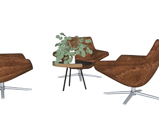 现代<em>皮革</em>休闲桌椅su模型