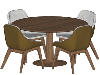 <em>现代</em>圆形<em>实木餐桌椅</em>su模型