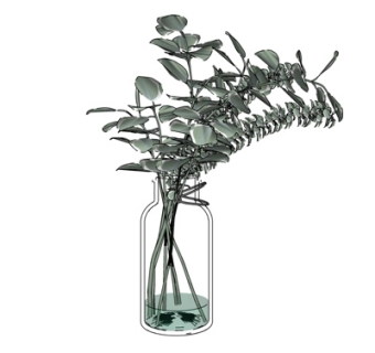 现代花瓶花卉su模型