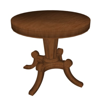 简欧实木圆几su模型