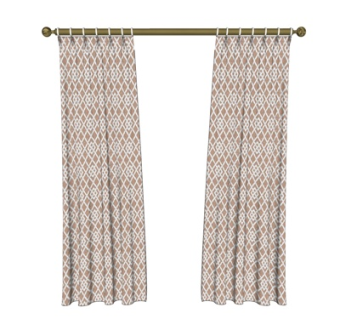 现代布艺窗帘su模型