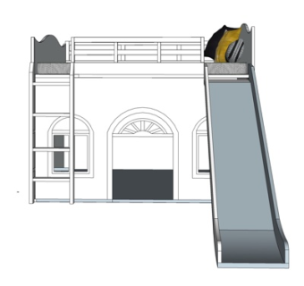 简欧儿童滑梯床su模型