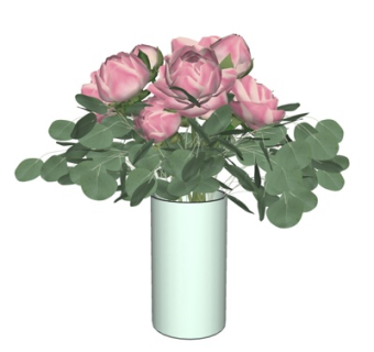 现代花瓶花卉su模型