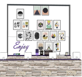 现代商店收银台su模型