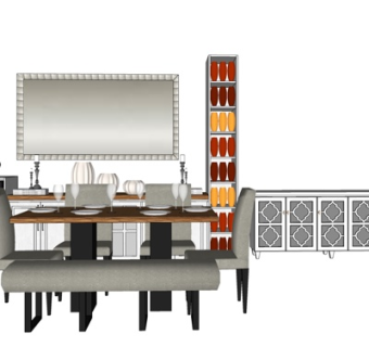 现代餐桌椅su模型